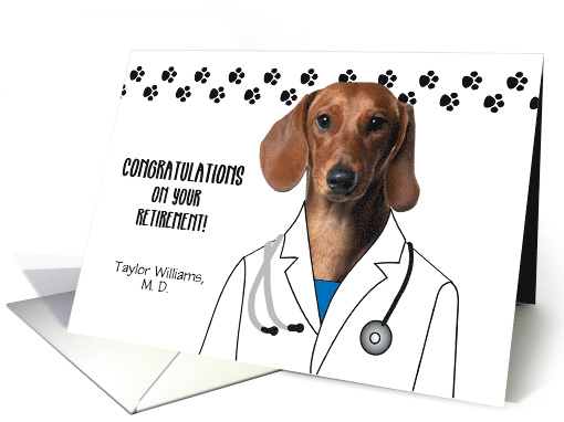Custom Dachshund Theme Doctor Retirement Congratulations card