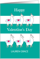 Custom Name Llamas Valentine’s Day card