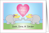 Custom Name Elephant Theme Valentine’s Day card