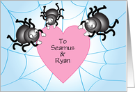 Custom Name Spiders Valentine Heart card