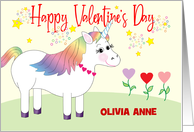 Custom Name Unicorn Valentine card