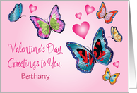 Custom Name Butterfly Valentine card