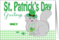 Custom Name St Patrick’s Day Squirrel card