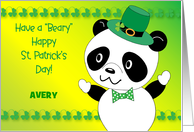 Custom Name Panda St Patrick’s Day card
