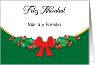 Custom Name Spanish Feliz Navidad Blank card