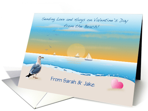 Custom Name Valentine's Day From The Beach card (1810502)