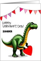 Dinosaur Custom Name Valentine card