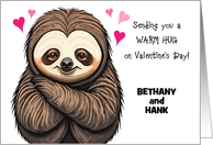 Sloth Custom Name Valentine card