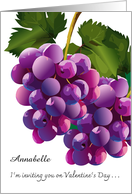 Custom Name Purple Grapes Valentine card