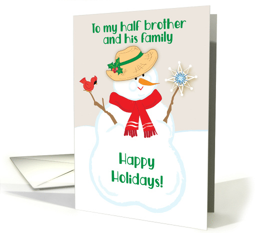Happy Holidays Half Brother and Family Snowman card (1812972)