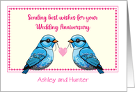 Custom Name Wedding Anniversary Birds card