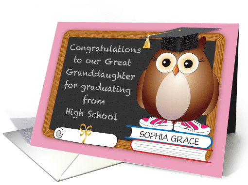Congratulations Custom Name Great Granddaughter Graduation card