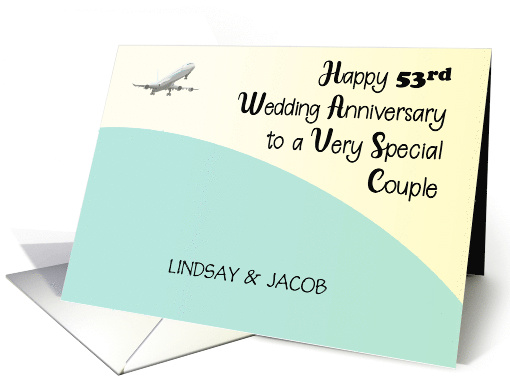 Custom Name 53rd Wedding Anniversary Airplane card (1838498)