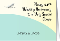 Custom Name 53rd Wedding Anniversary Airplane card