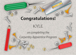 Custom Congratulations Carpentry Apprentice Program