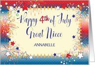 Custom Name Great Niece 4th of July card