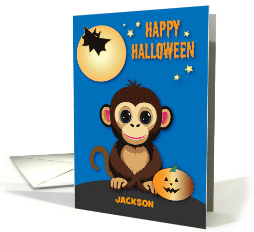 Custom Monkey Halloween Moon Bat card (1866340)