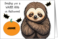 Custom Sloth Halloween Pumpkin Bats card
