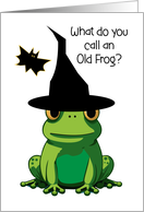 Old Frog Halloween Witch Hat card