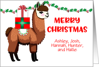 Custom Name Christmas Llama card