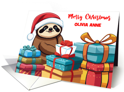 Custom Name Sloth Christmas Presents card (1874914)