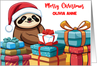 Custom Name Sloth Christmas Presents card
