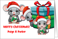 Custom Name Mice Christmas card