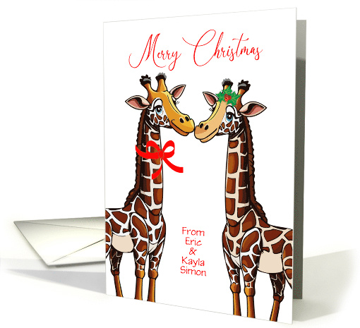 Custum Name Giraffe Merry Christmas card (1878800)