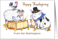 Custum Name Thanksgiving Farm Animals card