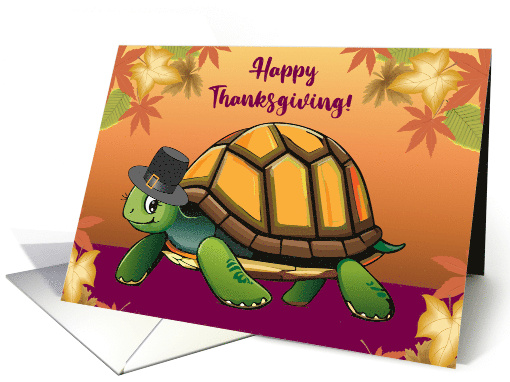 Turtle Happy Thanksgiving Leaves card (1878908)