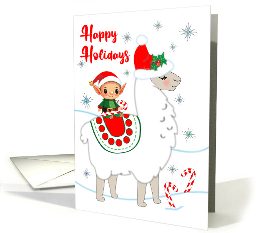 Llama And Elf Christmas Happy Holidays card (1881588)
