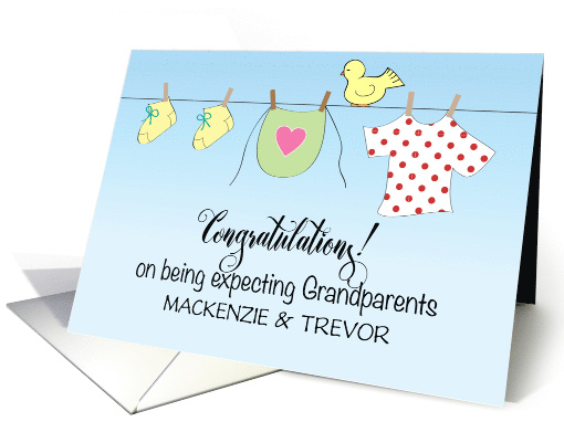 Custom Name Congratulations Expecting Grandparents card (1882574)