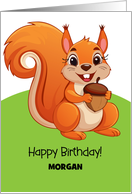 Custom Name Squirrel Happy Birthday card