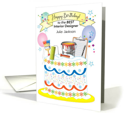 Custom Name Decorator Interior Designer Birthday Cake card (1891564)