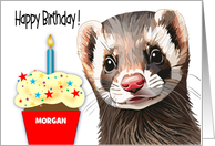 Custom Name Ferret Birthday card