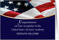 Custom Name Congratulations Acceptance US AF Academy card