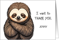Custom Name Sloth Thank You card