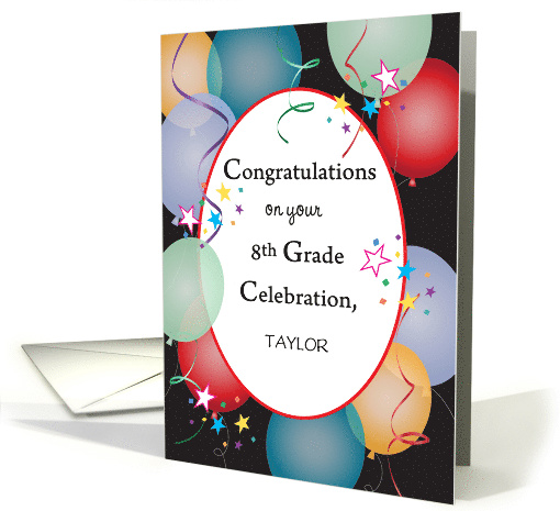 Custom Name Congratulations 8th Grade Celebration card (1928546)