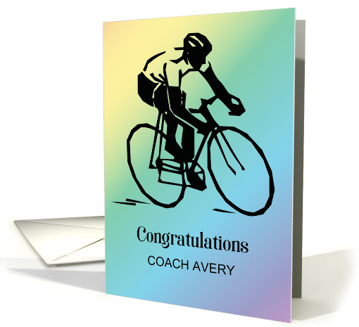 Custom Name Congratulations For Bicycle Coach card (1929530)