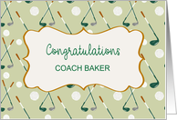 Custom Name Congratulations For Golf Coach card