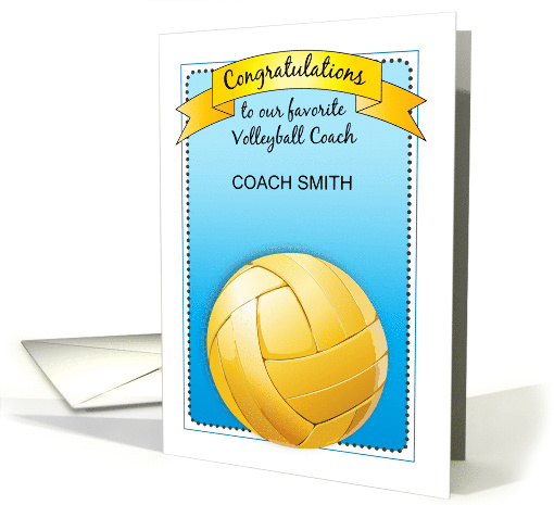 Custom Name Congratulations Volleyball Coach card (1929582)