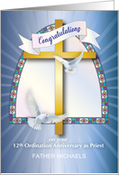 Custom Name 12th Ordination Anniversary Priest card