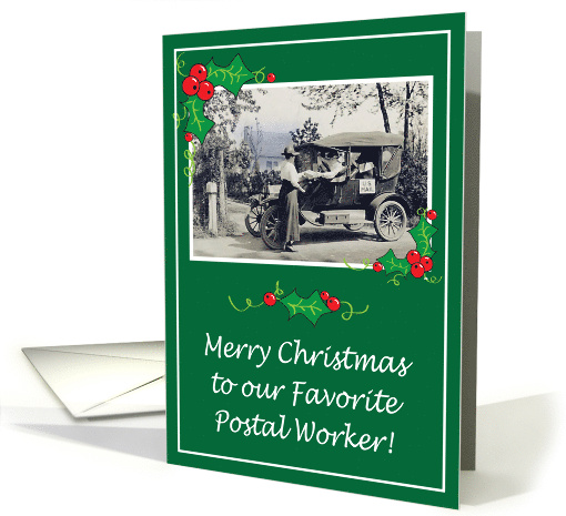 Christmas Mail Delivery Postal Worker Vintage Photo card (519283)