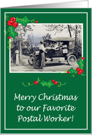 Christmas Mail Delivery Postal Worker Vintage Photo card