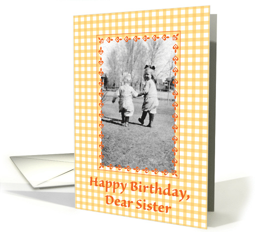 Birthday to Sister Vintage Photo Gingham card (538417)