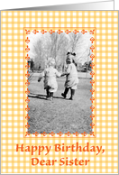 Birthday to Sister Vintage Photo Gingham card