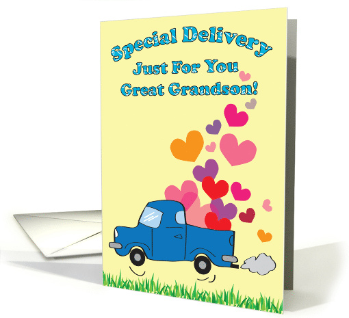 Valentine For Great Grandson Truck Hearts card (540806)