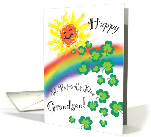 St Patrick's Day Grandson Shamrocks Rainbow card (542624)