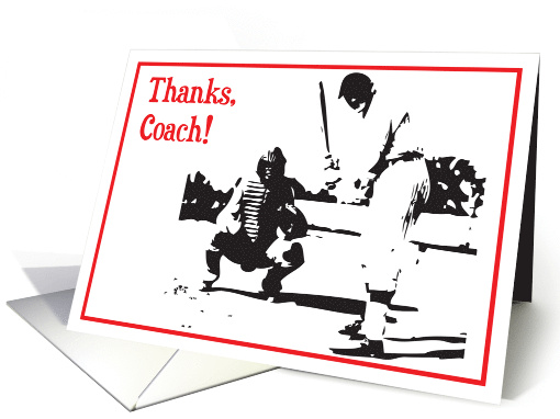 Thank You Baseball Coach Black and White Drawing card (577205)