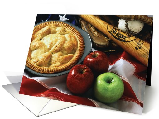 4th of July / Aunt and Uncle, baseball & apple pie card (639763)